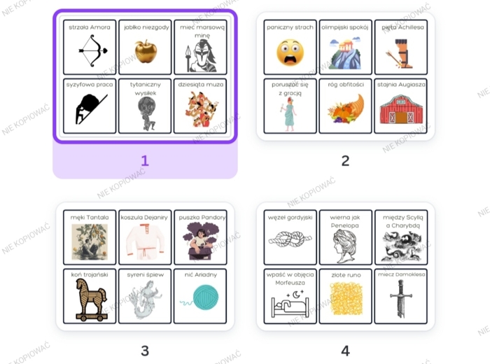 Fiszki związki frazeologiczne MITOLOGIA pdf
