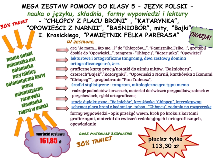 Zestaw do klasy 5 - język polski