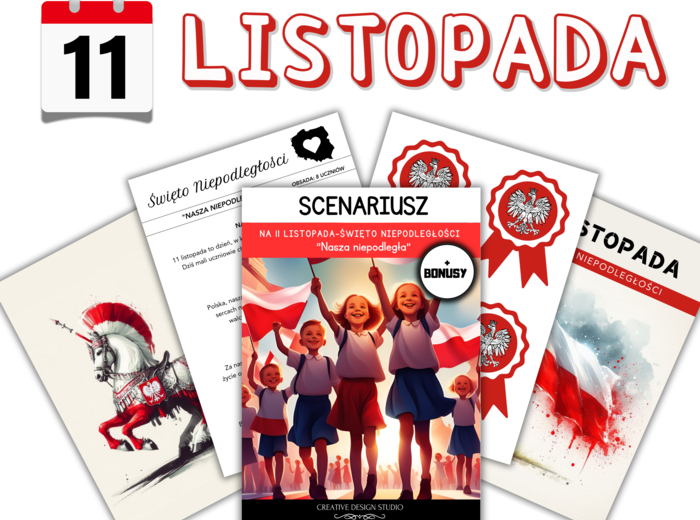 🇵🇱SCENARIUSZ + DODATKI na 11 Listopada dla klas 1-3 (obsada 8 uczniów)🇵🇱🧑‍🏫