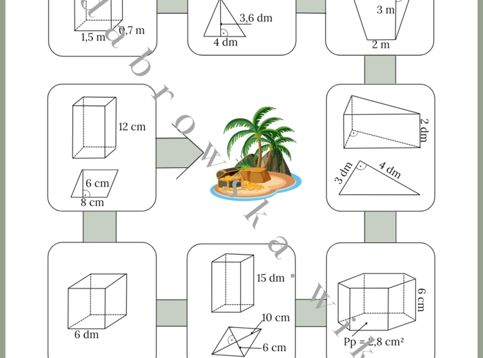 Objętość graniastosłupów - wyspa skarbów