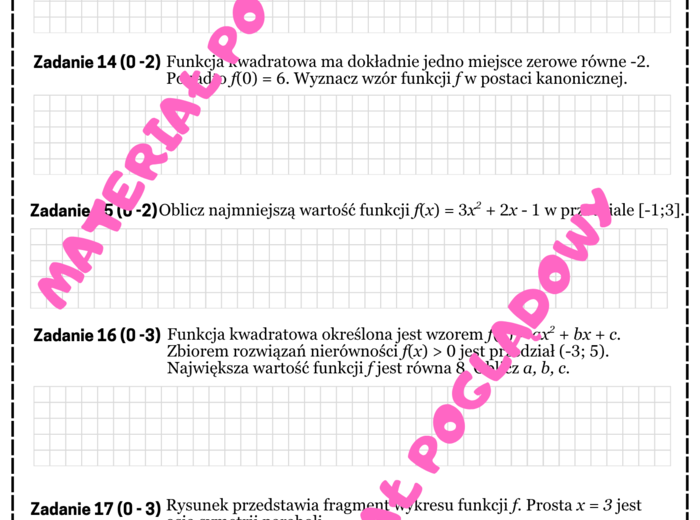Mini matura. Matematyka - funkcja kwadratowa