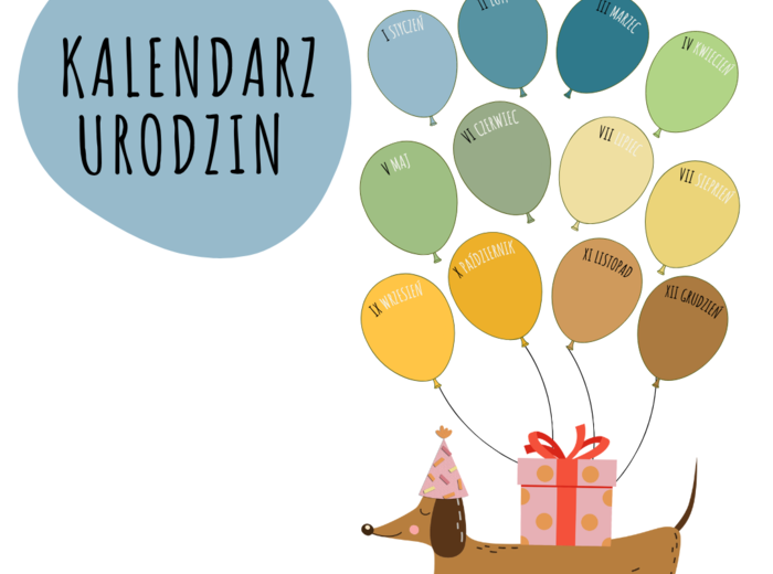 KALENDARZ URODZIN KLASOWYCH Z BALONAMI