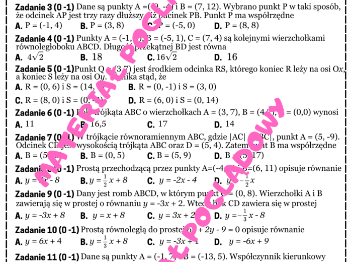 MINI MATURA MATEMATYKA - GEOMETRIA ANALITYCZNA