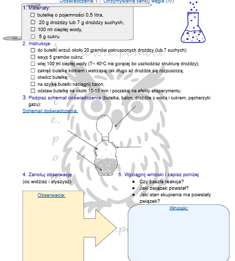 Doświadczenie - otrzymywanie tlenku węgla (IV)