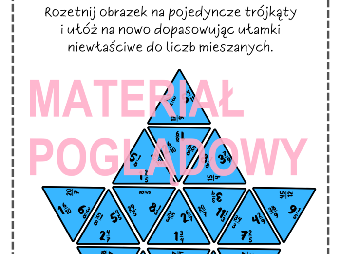 TRIMINO - ułamki niewłaściwe i liczby mieszane kl. 4, 5, 6