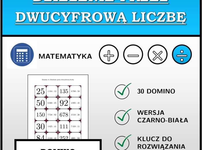 Domino - Dzielenie przez dwucyfrową liczbę | matematyka