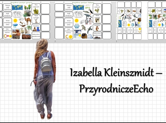 Notatki okienkowe „W krajobrazach pustyni gorącej i lodowej” w pdf. Geografia 5 dział „Krajobrazy świata”.