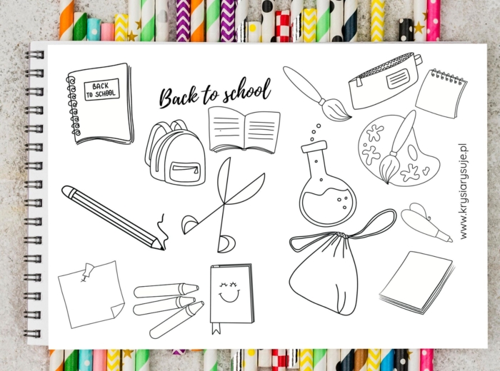 Back to School Coloring Pages for Kids. Powrót do szkoły. Kolorowanka