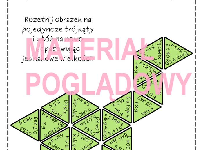 TRIMINO - zamiana jednostek masy (wyrażenia dwumianowane i ułamki dziesiętne)