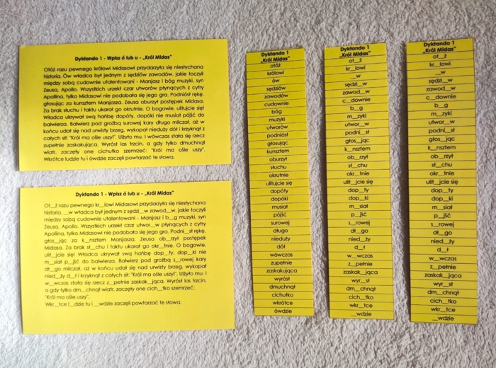 Dyktanda - zestaw 4 dyktand z różnymi trudnościami