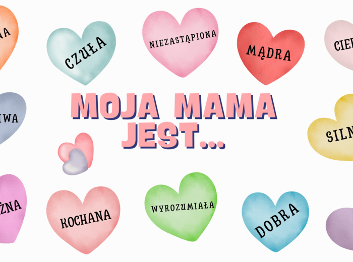 Gazetka/dekoracja na DZIEŃ MATKI "Moja Mama jest..." /26 maja/ możliwość własnej aranżacji