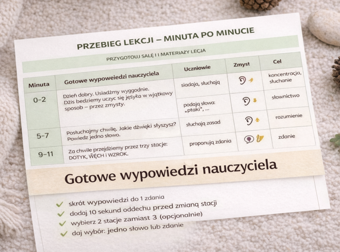 Konspekt lekcji z aktywnościami sensorycznymi