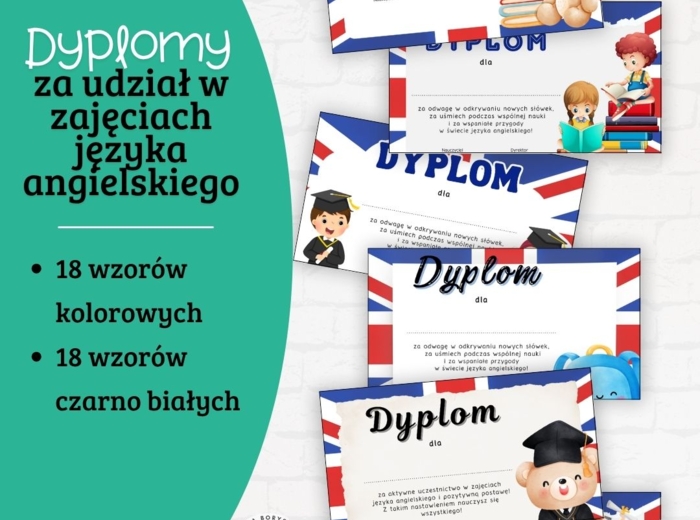 Dyplomy za udział w zajęciach języka angielskiego