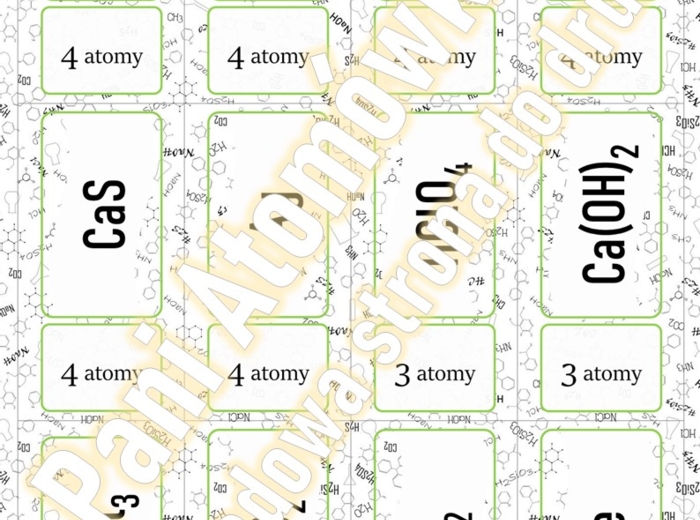 Klasa 7. Chemia. Współczynniki i indeksy stechiometryczne. Domino. ZESTAW