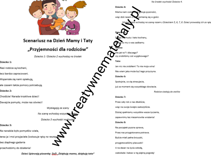 Scenariusz na Dzień Mamy i Taty "Przyjemności dla rodziców"