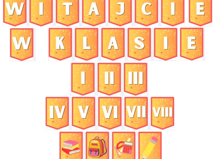 Girlanda, dekoracja, napis na początek roku szkolnego