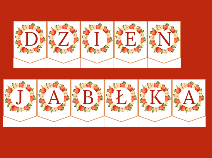 DZIEŃ JABŁKA – girlanda – napis – gazetka – szkoła – wersja 3