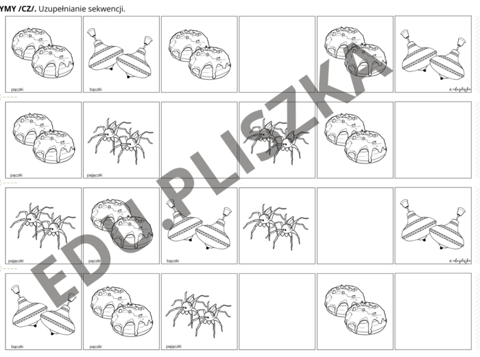 Sekwencje i rymy z głoskami szumiącymi (cz, sz)