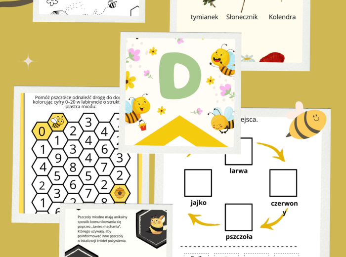 Dzień Pszczoły- kolorowanka a4 i XXL, infografiki (dostępne dwa warianty rozmiarów), napis, karty pracy