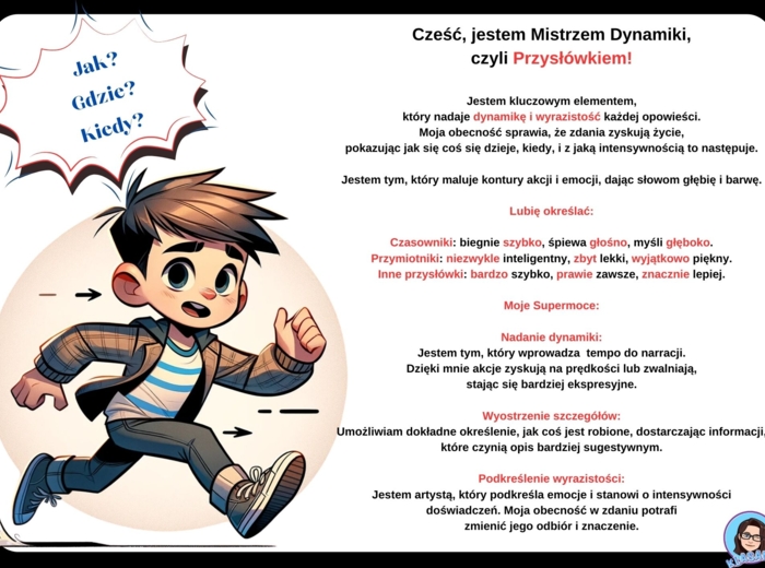 Zestaw kart pracy: Części mowy i ich supermoce. Klasy 3, 4, 5