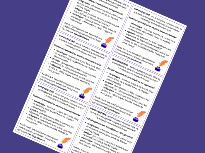 WYPOWIEDZENIA - wklejka - wklejki - składania - kl.4-5