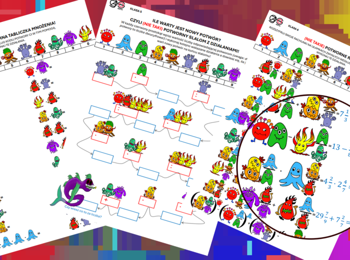 (klasa 4 klasa 5 klasa 6) Dzień Tabliczki Mnożenia - pakiet kart pracy z potworami + Gra z potworami.
