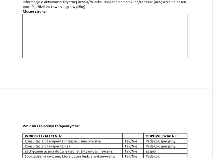 Diagnoza funkcjonalna w zakresie motoryki małej