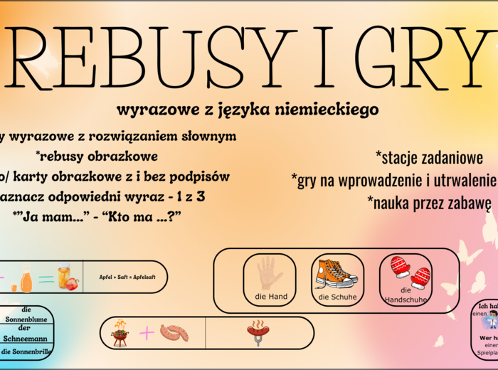 Rebusy i gry wyrazowe z języka niemieckiego - wklejki z języka niemieckiego