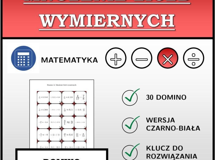 Domino - Mnożenie liczb wymiernych | matematyka