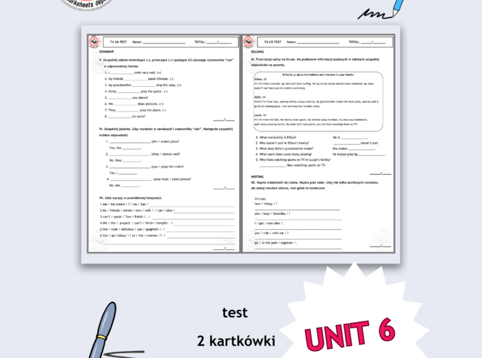 Together 4 Unit 6 - test i kartkówki do działu 6