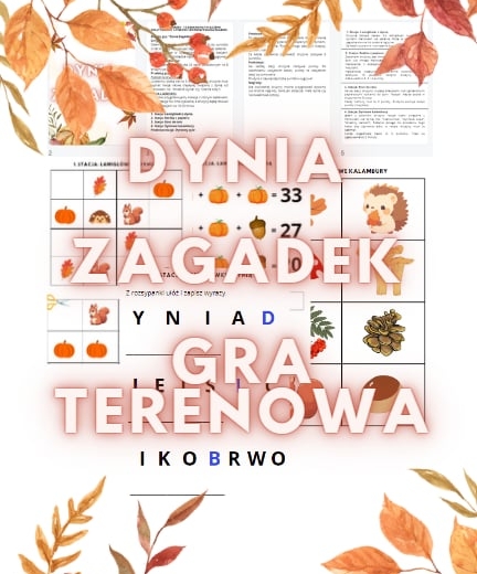 Gra terenowa dla klas 1-3 ZWIĄZANE Z DNIEM DYNI I JESIENIĄ + girlanda