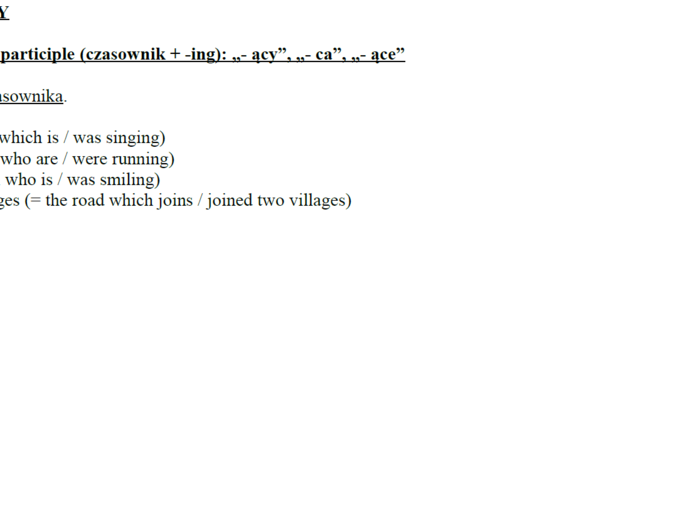 Imiesłowy (participles)