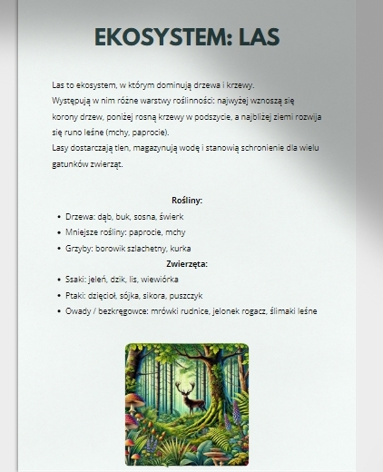 Porównanie różnych ekosystemów (las, łąka, staw)