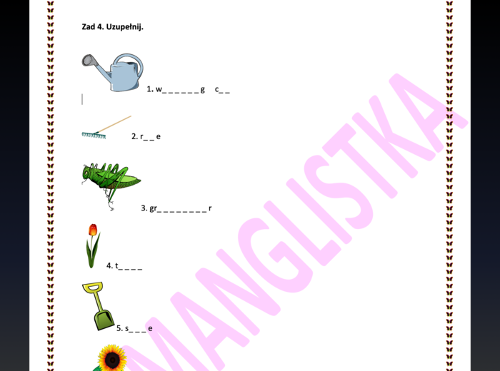 Spring- cztery ćwiczenia związane z wiosną i ogrodem +klucz