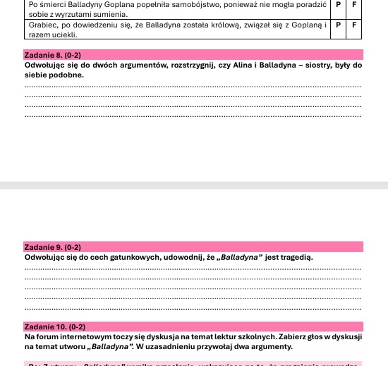 Zestaw lekturowy "Balladyna"