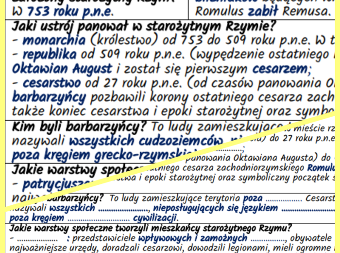 Powstanie i ustrój starożytnego Rzymu – notatki i karta pracy + bonus