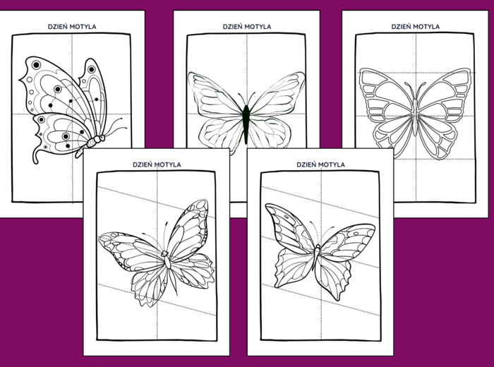 DZIEŃ MOTYLA – układanki – układanka – puzzle – kolorowanka – kolorowanki – 10 szt. – WIOSNA – biblioteka – świetlica – przedszkole