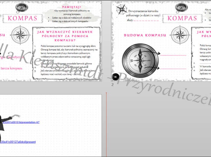 Kompletny zestaw na jedną lekcję „Jak działa kompas” – sketchnotka + karty pracy w power point + gratisowy link do prezentacji multimedialnej niekomercyjnej + gratisowy link do lekcji multimedialnej niekomercyjnej również wykonanej w genial.ly do indywid