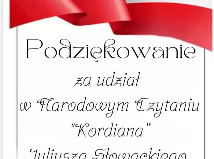 Podziękowanie - Narodowe Czytanie