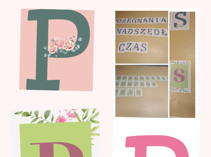 Pożegnania nadszedł czas- napis na zakończenie roku szkolnego w formie XXL