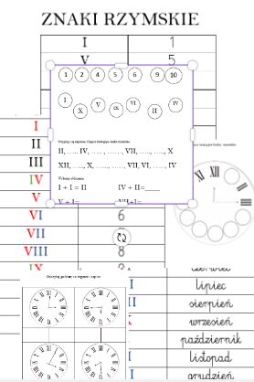 Znaki rzymskie- ćwiczenia dla klasy 2