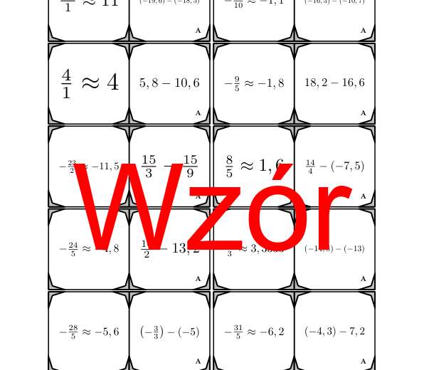 Domino - Odejmowanie liczb wymiernych | matematyka