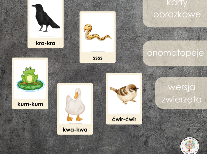 Karty obrazkowe - onomatopeje - zwierzęta