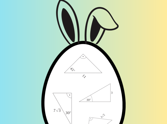 Trójkąty charakterystyczne 45°, 45°, 90° oraz 30°, 60°, 90°. Wersja wielkanocna :-)