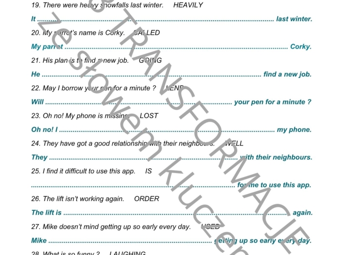 E8 Transformacje zdań ze słowem kluczem