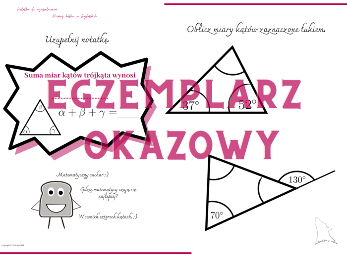 Miary kątów w trójkątach - notatka do uzupełnienia