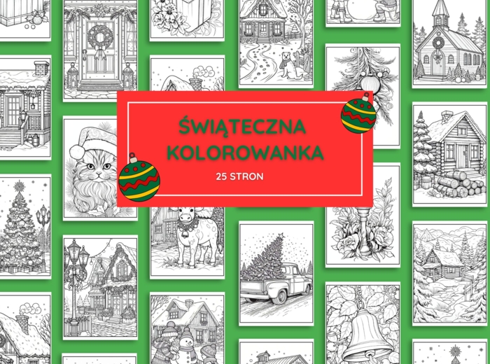 Świąteczna Kolorowanka – 25 stron PDF