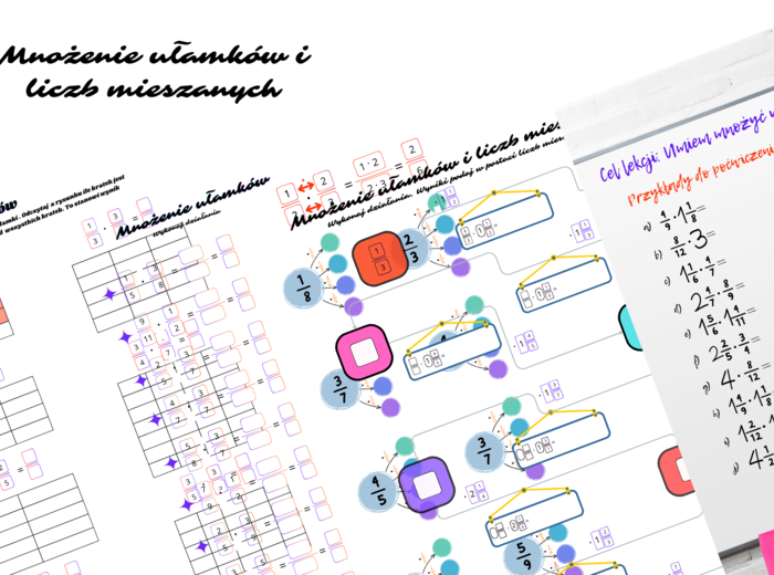 📚 Mnożenie ułamków i liczb mieszanych – karty pracy dla Twoich uczniów! 🎲✨