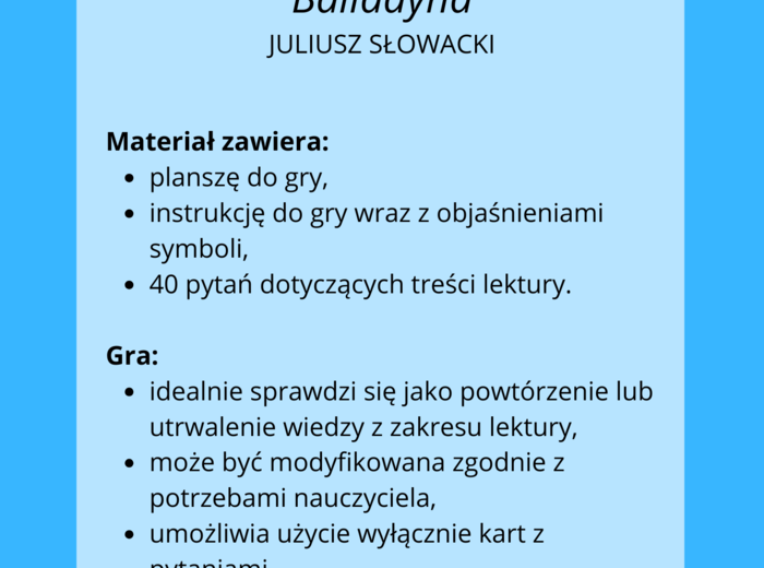 Balladyna - edukacyjna gra planszowa