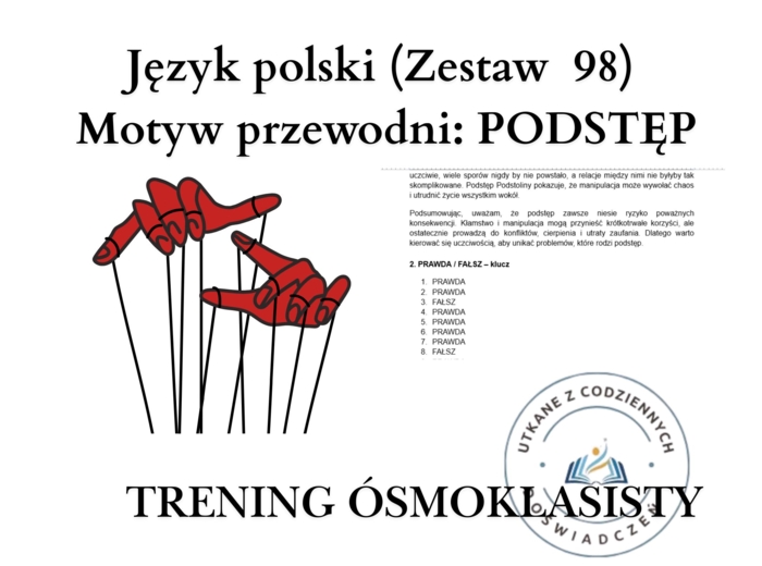 Trening ósmoklasisty – język polski (zestaw 98). Motyw przewodni: PODSTĘP